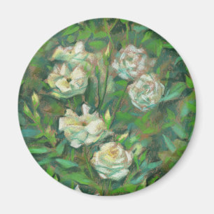 Imán "Rosas blancas, hojas verdes", flores hermosas