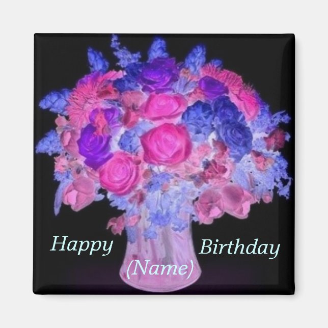 Imán Rosas Bouquet Birthday Magnet (Frente)