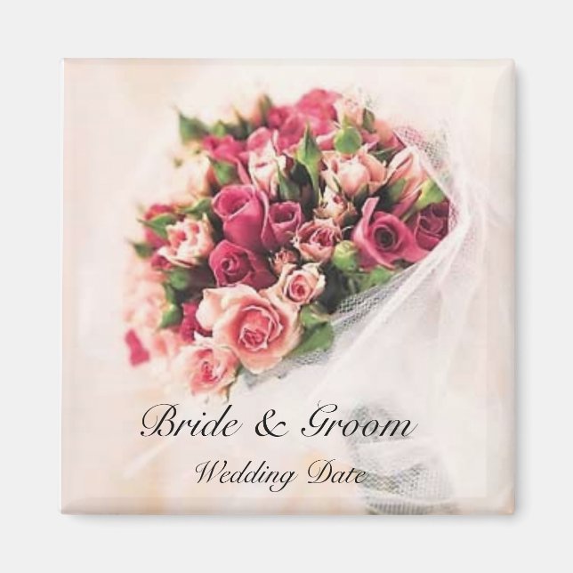 Imán Rosas Bouquet Wedding Favor Magnet (Frente)