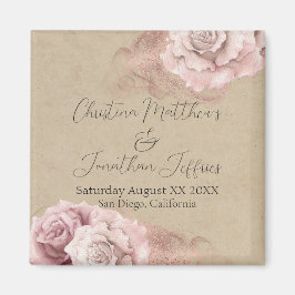 Imán Rosas de acuarela romántica Boda de glam ruso