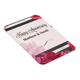 Imán Rosas de Aniversario boda, franjas, nombres person