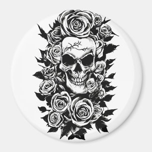 Imán Rosas de cráneo humanos Gótico dibujo original de