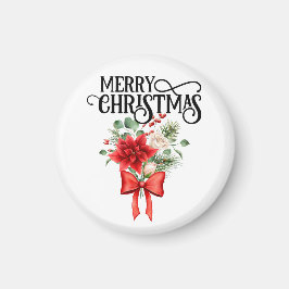 Imán Rosas de Poinsettia Navidades Flores Bouquet