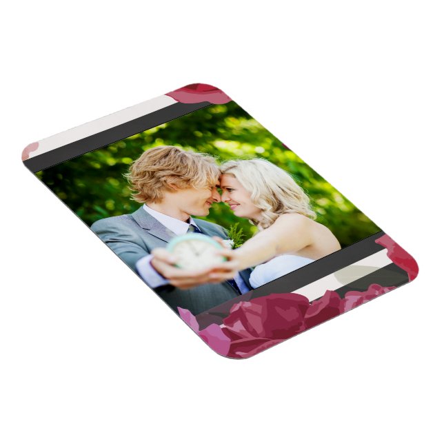 Imán Rosas del Aniversario boda, franjas, foto Personal (Lado Derecho)