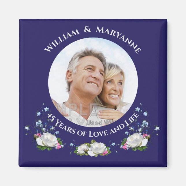 Imán rosas del Aniversario de los 45 años de los Bodas  (Frente)