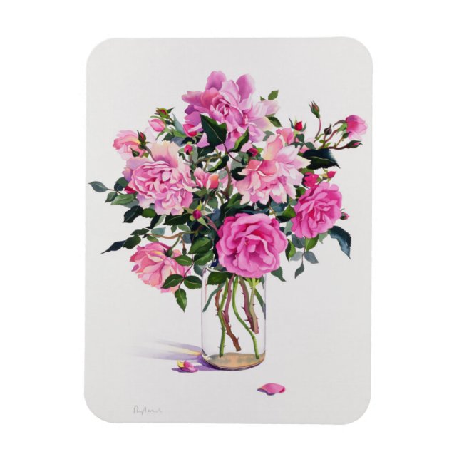 Imán Rosas en una jarra de vidrio (Vertical)