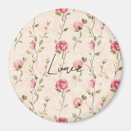 Imán Rosas Florales De Amor Rosado Precioso Crema