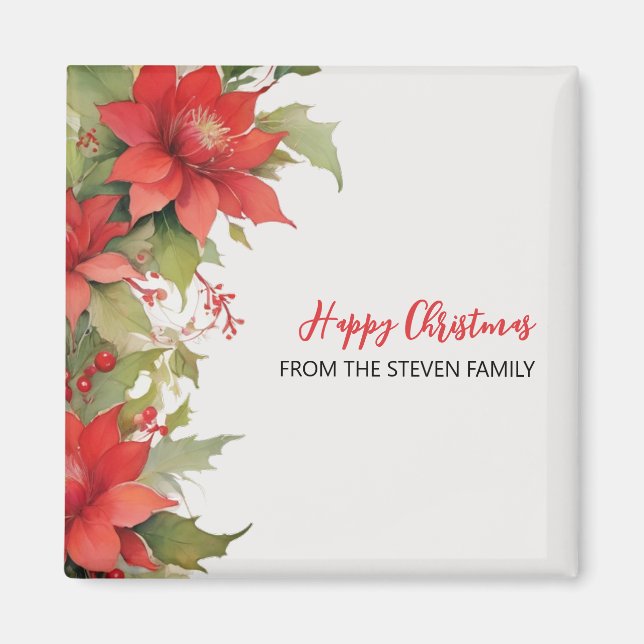 Imán Rosas navidades acuarela | su nombre (Frente)