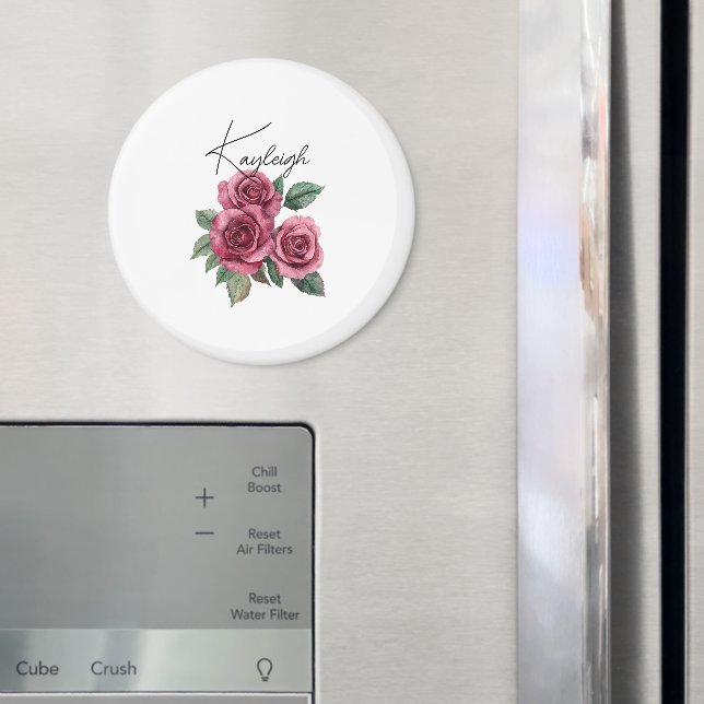 Imán Rosas Rojas Florales Personalizadas (In situ (nevera))