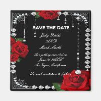 Rosas Rojas Románticas Y Diamantes Salvan La Fecha