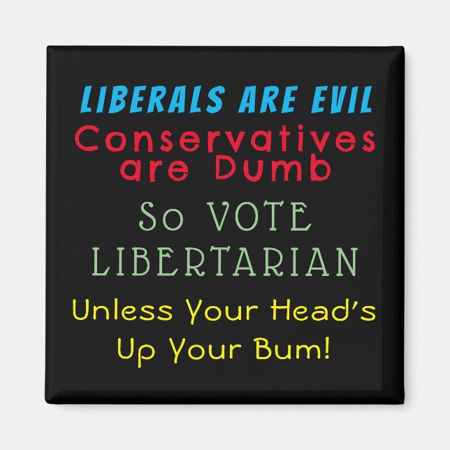 Imán Rosas rojos, violetas azules, libertarios de voto (Frente)