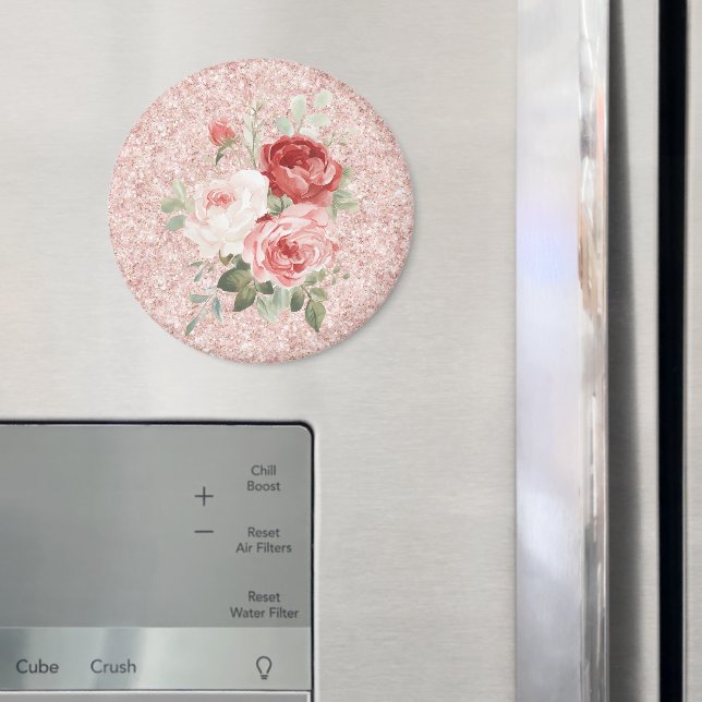 Imán Rosas Rosadas Rojas Brillo Floral (In situ (nevera))