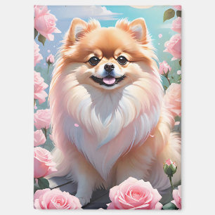 Imán Rosas rosas rosadas pomeranas adorables en floraci