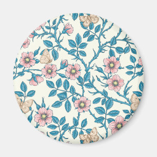 Imán Rosas silvestres y mariposas/rosa/azul/blanco apag