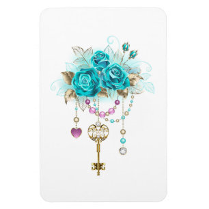 Imán Rosas turquesas con llaves