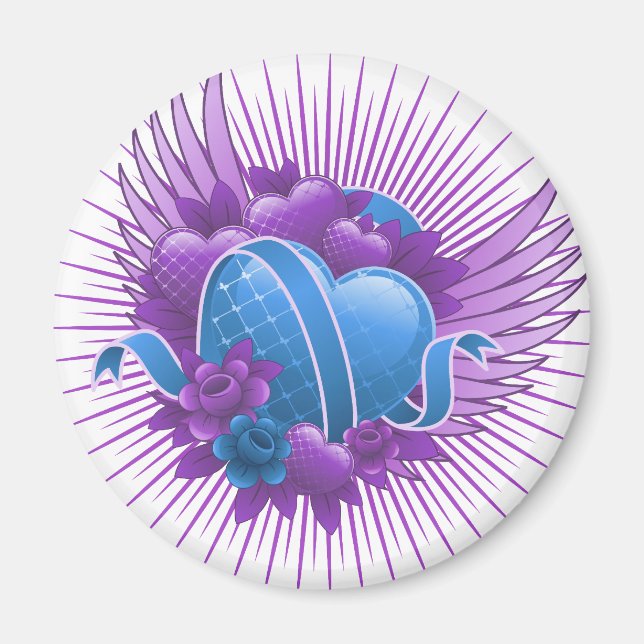 Imán Rosas y alas del corazón azul (Frente)