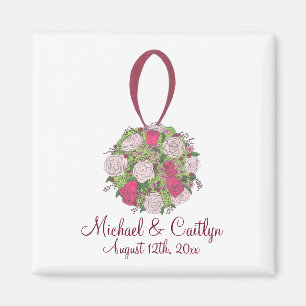 Imán Rose Flower Bouquet Personalized Wedding Magnets