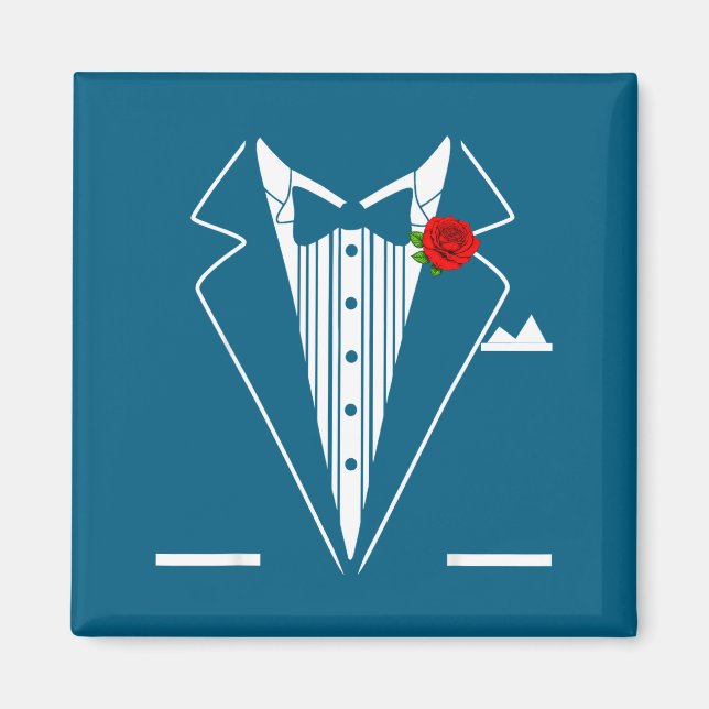 Imán Rose Tuxedo Tux Wedding Prom Costume Party Men Kid (Frente)