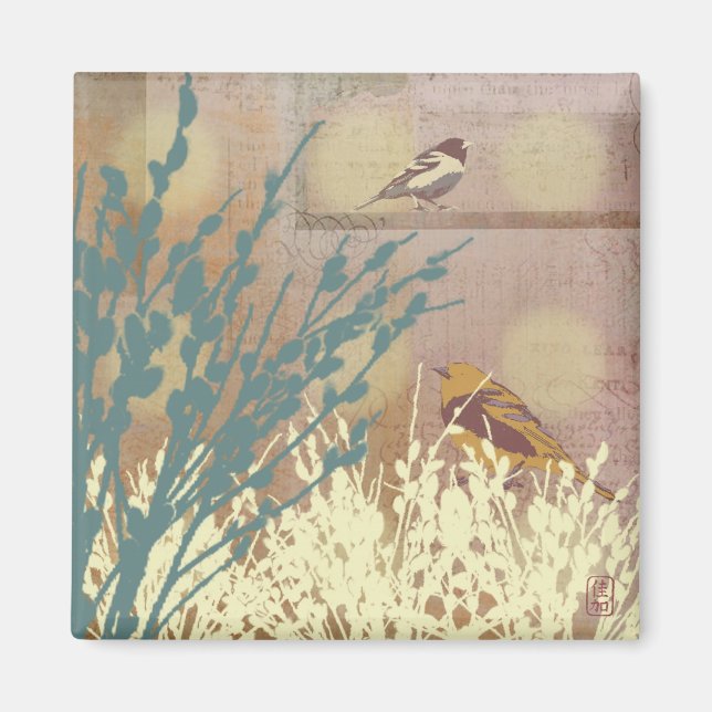Imán Rosegold Pussy WIllow Bird Magnet (Frente)