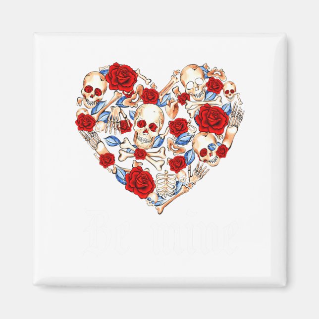 Imán Roses And Skulls Heart Gothic Style Valentine Be M (Frente)
