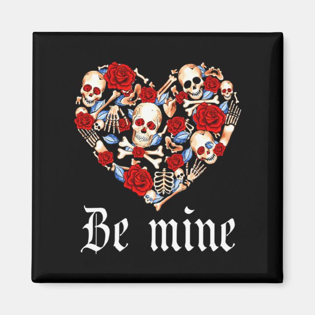 Imán Roses And Skulls Heart Gothic Style Valentine Be M (Frente)