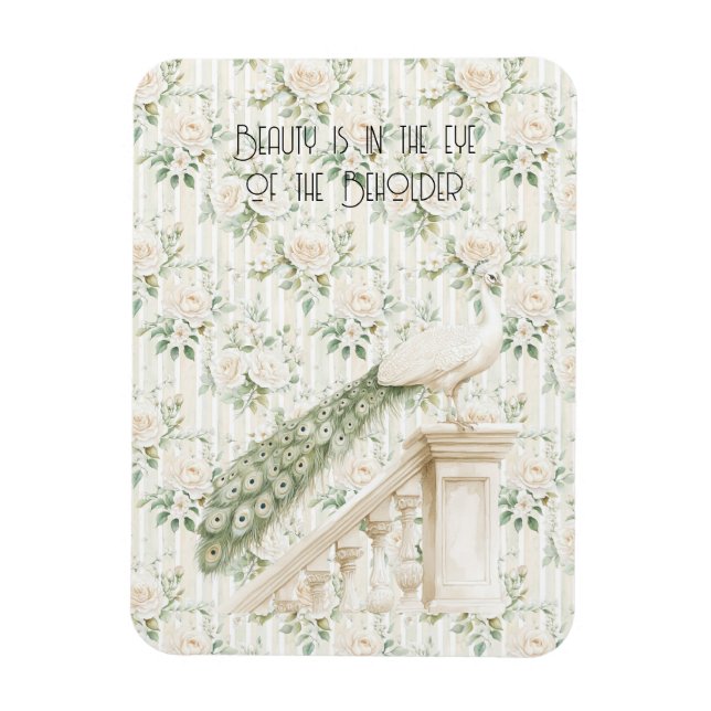 Imán Roses Floral Peacock Beauty Is  (Vertical)