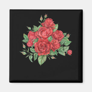 Imán Roses Roses Roses Bouquet Ilustracion Floral