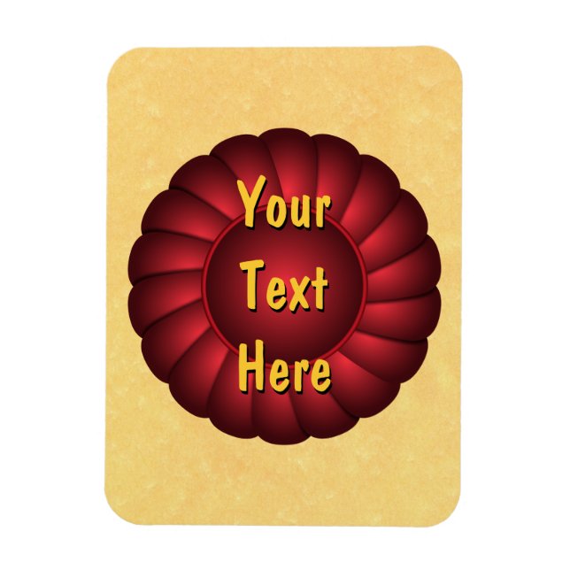 Imán Rosette de cinta roja para personalizar (Vertical)