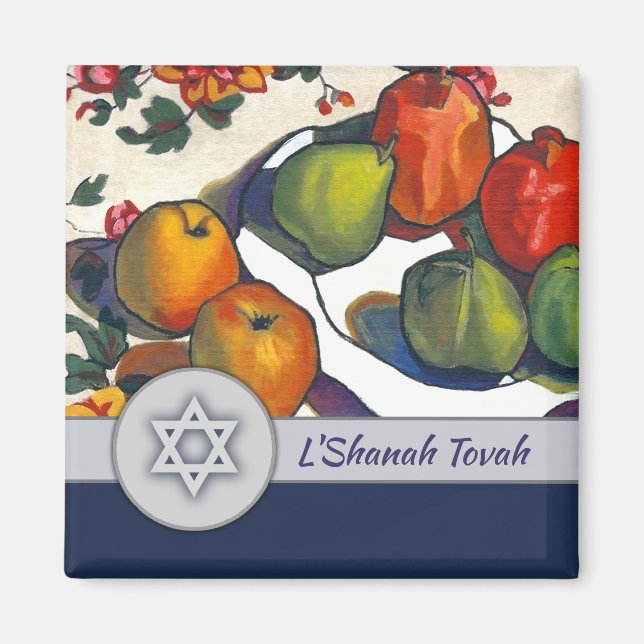 Imán Rosh Hashanah. Regalo de Bella Artes de Año Nuevo  (Frente)