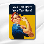 Imán Rosie, el retro vintage del Riveter<br><div class="desc">Añade tu propio texto a este personalizable Rosie the Riveter design.</div>