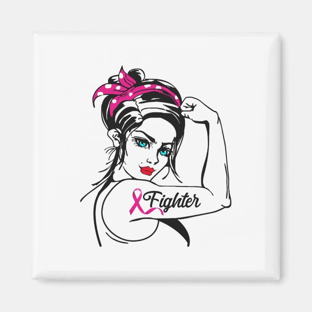 Imán Rosie The Riveter Breast Cancer Awareness (Frente)
