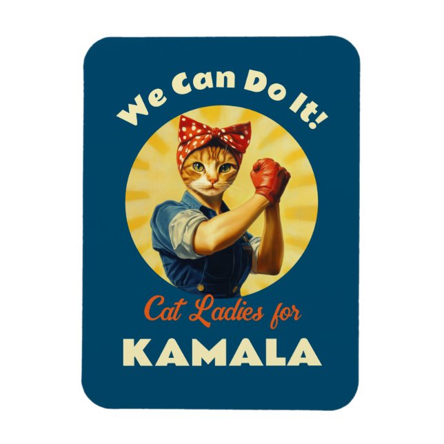 Imán Rosie The Riveter Cat Ladies Para Kamala Harris (Vertical)