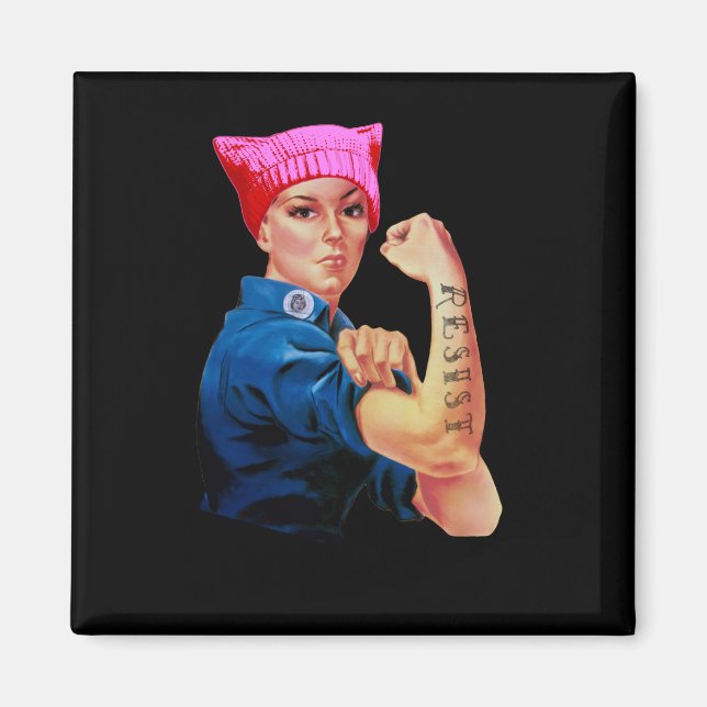 Imán Rosie the Riveter, una Gorra rosada (Frente)