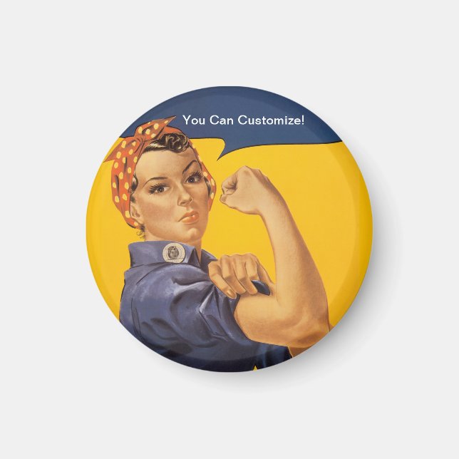 Imán Rosie the Riveter We Can Do It! Your Text Here (Frente)