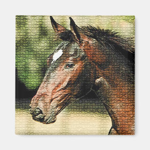 Imán Rostro de mosaicos de caballos