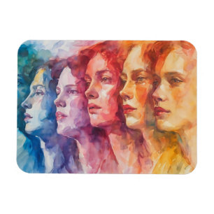 Imán Rostros de las mujeres - Pintura de acuarela