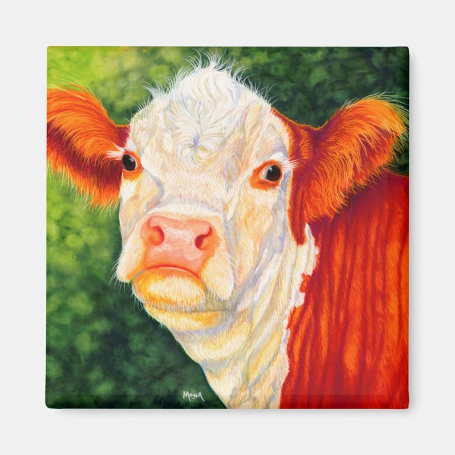 Imán Rosy The Happy Heifer Hereford Cow Magnet (Frente)