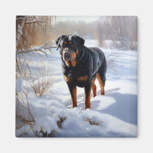 Imán Rottweiler Deja que nieve Navidad