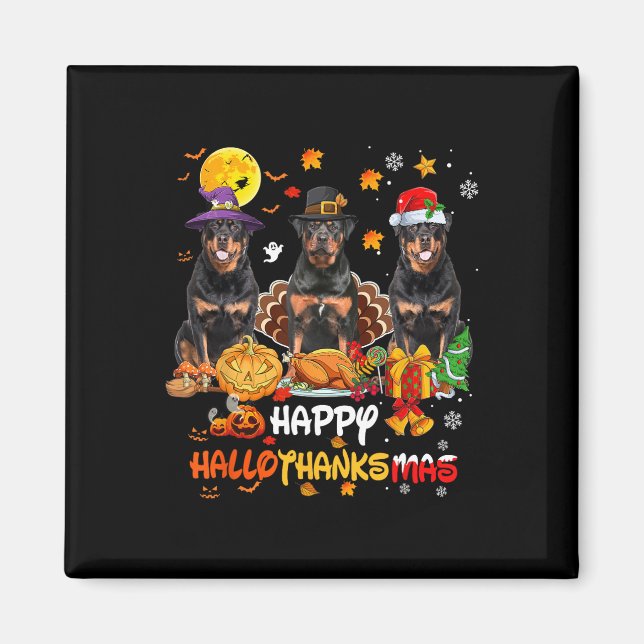 Imán Rottweiler Dog Happy Halloween Acción de Gracias (Frente)