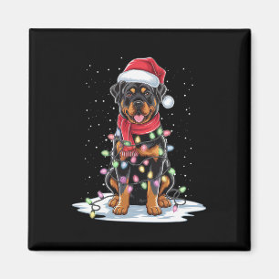 Imán Rottweiler Dog Santa Hat Christmas Tree Light Xmas