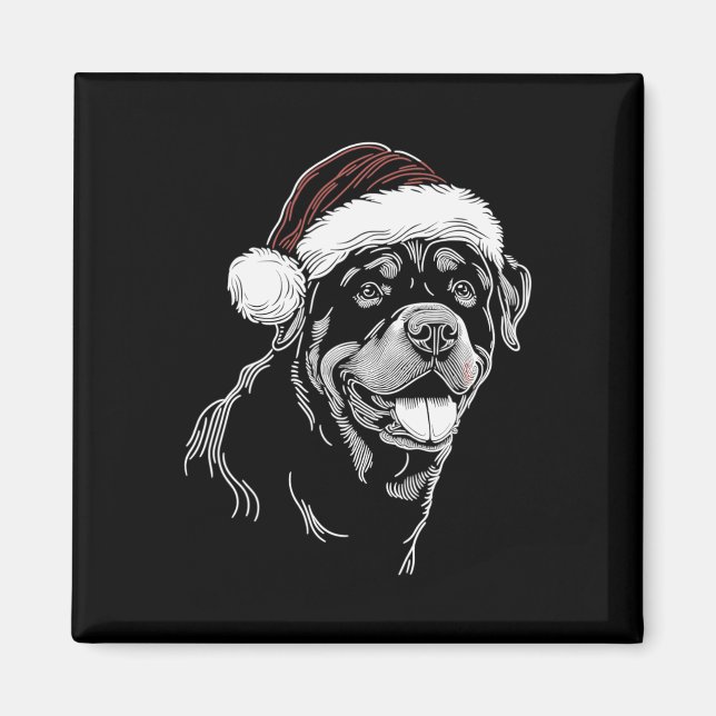 Imán Rottweiler Dog Santa Hat Christmas Xmas Pajama  (Frente)