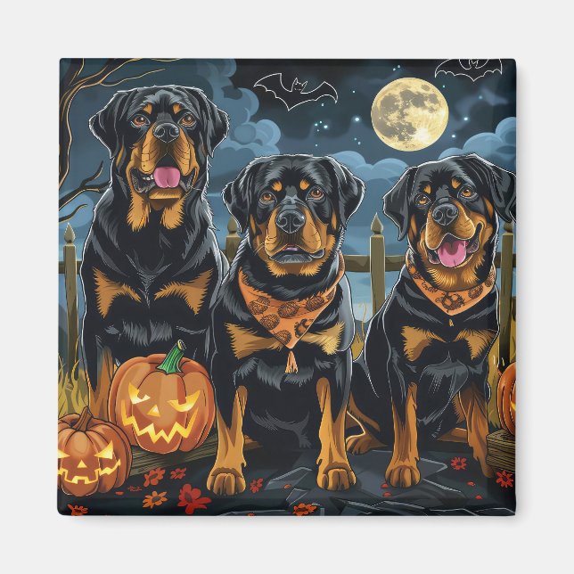 Imán Rottweiler Halloween Spooky (Frente)