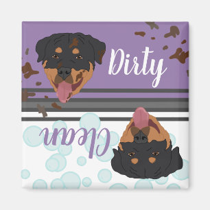Imán Rottweiler Lavavajillas Sucio/Limpio