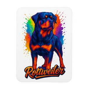 Imán Rottweiler Pop Art Vibrante – Perro Neon Audaz