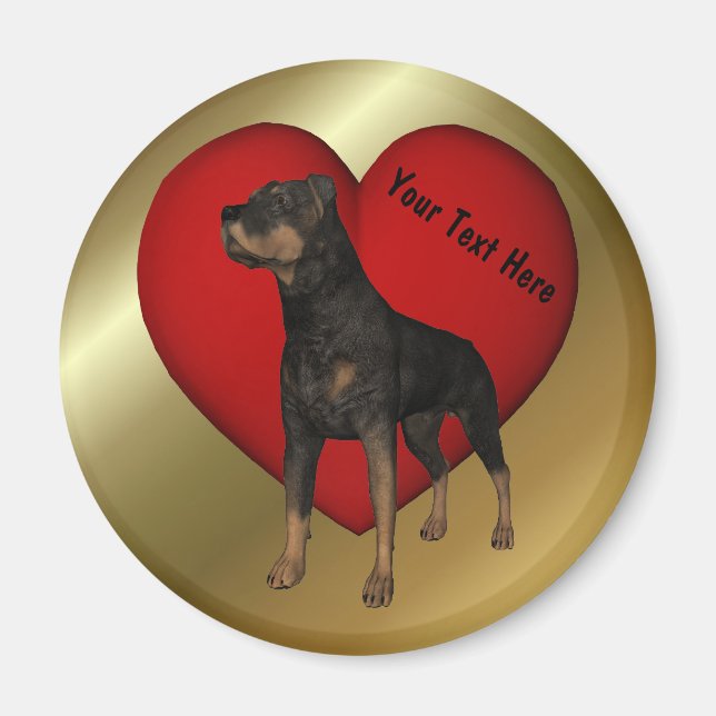 Imán Rottweiler Red Heart Dog Magnet (Frente)
