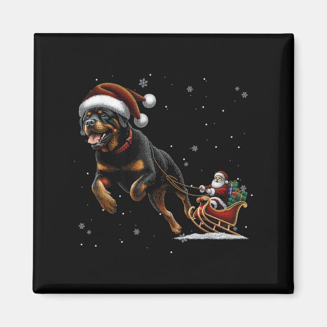 Imán Rottweiler Santa Christmas Tree Lights Ugly Pajama (Frente)