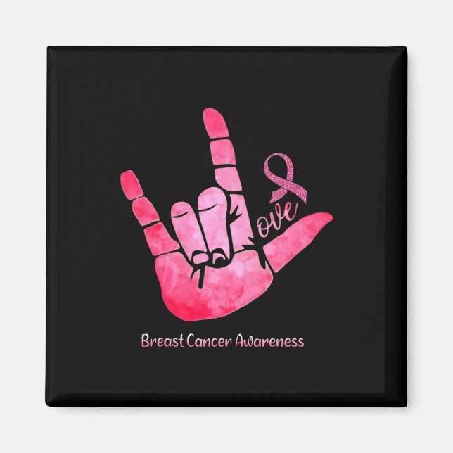 Imán Rótulo Amor Cáncer de Mama Conciencia Cinta Rosa W (Frente)