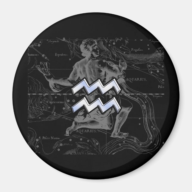Imán Rótulo cromado como Aquarius Zodiac en Hevelius (Frente)
