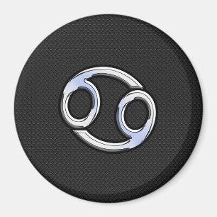 Imán Rótulo cromado como el cáncer Zodiaco en negro