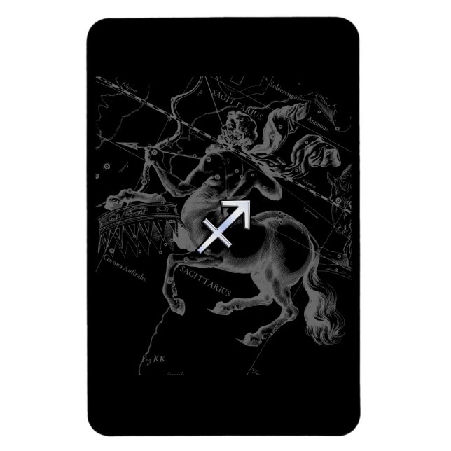 Imán Rótulo cromado como Sagittarius Zodiac Decoración  (Vertical)